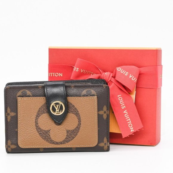 LOUIS VUITTON Monogram Giant Reverse Portefeuille Juliette Bi-fold Wallet Br...